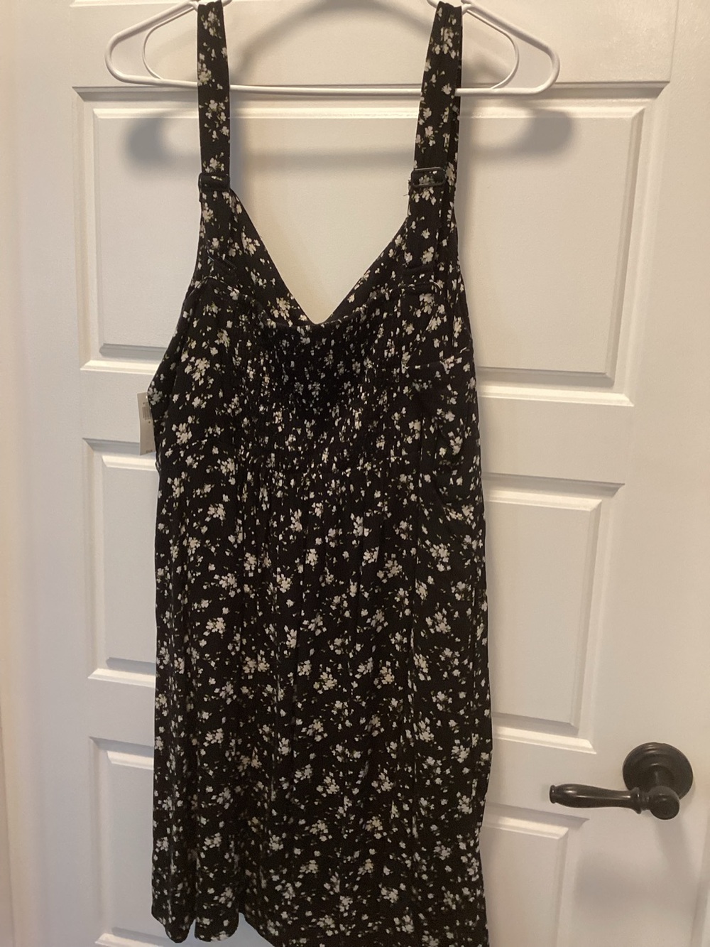 Old Navy Black Floral Mini smocked back  Dress with Floral Print